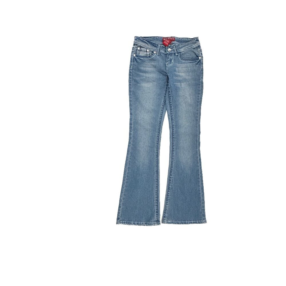 Red Rivet Flare Women's size 1 Medium Wash Blue Denim Jeans